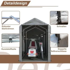 Best Opbevaringsrum 187x100x160 cm, cykelgarage, haveskur, lagerzelt, mørkegrå Skure, Garager & Carports