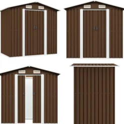 Skure, Garager & Carports^Opbevaringsskur til haven 204x132x186 cm stål brun - Haveskur - Haveskure - Home & Living