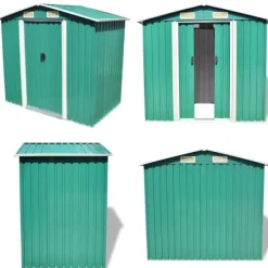 Outlet Opbevaringsskur til haven 204x132x186 cm metal grøn - Haveskur - Haveskure - Home & Living Skure, Garager & Carports
