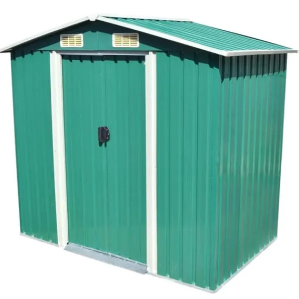 Outlet Opbevaringsskur til haven 204x132x186 cm metal grøn - Haveskur - Haveskure - Home & Living Skure, Garager & Carports