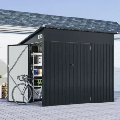 Outlet Opbevaringsskur, 235x174x197 cm, Mørkegrå Skure, Garager & Carports