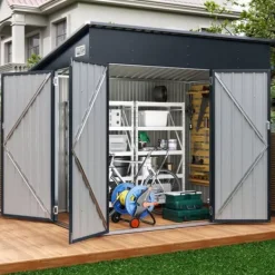 Outlet Opbevaringsskur, 235x174x197 cm, Mørkegrå Skure, Garager & Carports