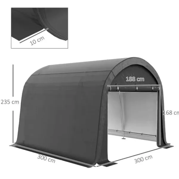 Skure, Garager & Carports^Opbevaringstelt 3×3 m, UV-beskyttelse, vandafvisende, stål/PE, grå, to rulleporte