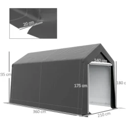 Sale Opbevaringstelt, 210x360x235 cm, Mørkegrå Skure, Garager & Carports