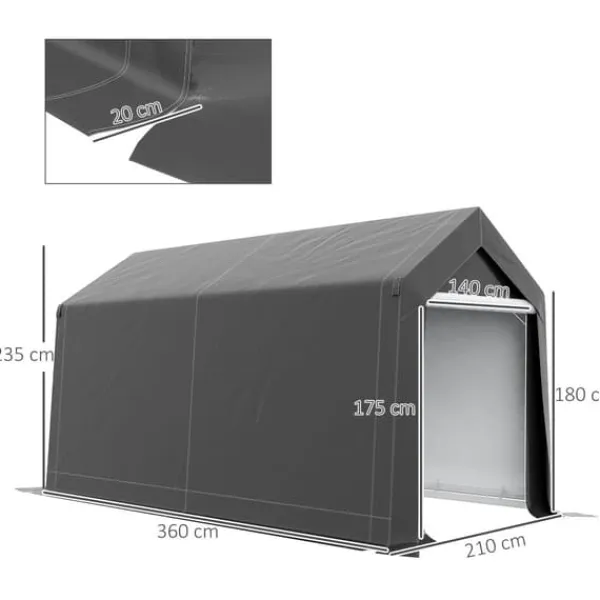 Sale Opbevaringstelt, 210x360x235 cm, Mørkegrå Skure, Garager & Carports