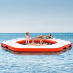 Online Oppustelig flydende dock, 259x20,3 cm, hvid, trampolin net pool Pool- & Spatilbehør