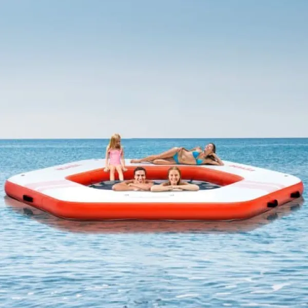 Online Oppustelig flydende dock, 259x20,3 cm, hvid, trampolin net pool Pool- & Spatilbehør