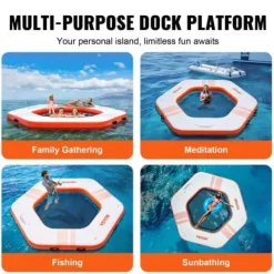 Online Oppustelig flydende dock, 259x20,3 cm, hvid, trampolin net pool Pool- & Spatilbehør