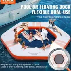 Online Oppustelig flydende dock, 259x20,3 cm, hvid, trampolin net pool Pool- & Spatilbehør