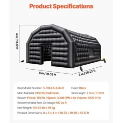 Sale Oppustelig natklub 800x600x400 cm sort, festtelt, oxfordstof Telte & Lysthuse
