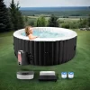 Spa & Udendørsbad^Oppustelig oval spa med LED-belysning – 2 personer – 90 bobledyser – 2400W – Ø 180 x 120 x 65 cm – Inklusive overtræk, bund og filterpumpe