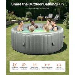 Spa & Udendørsbad^Oppusteligt Spa, 6-8 Personers Kapacitet, 2400x660 mm, Bærbart Udendørs Spabad