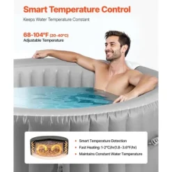 Spa & Udendørsbad^Oppusteligt Spa, 6-8 Personers Kapacitet, 2400x660 mm, Bærbart Udendørs Spabad