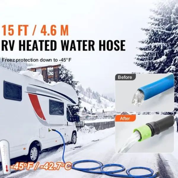 Vanding^Opvarmet vandslange 15 fod til RV, -45℉ frostbeskyttelse, drikkevandsslange, holdbar, temperaturregulering