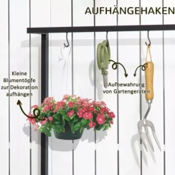 Sale Outsunny Blomsterhylde med 3 niveauer, Naturtræ & Metal, 80x36x174cm Plantestativer