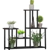 New Outsunny Blomsterreol - Metal, Sort, 4 Niveauer, 91x25x83cm Plantestativer