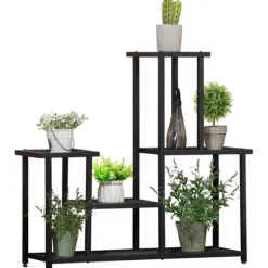New Outsunny Blomsterreol - Metal, Sort, 4 Niveauer, 91x25x83cm Plantestativer
