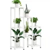 Plantestativer^Outsunny Blomsterstander Mellemrumsholder Hylder Hvid Stål 7 Niveauer Indendørs Udendørs 65x23x94.5cm