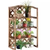 Online Outsunny Blomsterstativ i grantræ, 3 etager, natur, 75x38x120cm Plantestativer