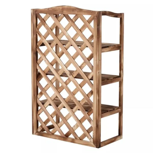 Online Outsunny Blomsterstativ i grantræ, 3 etager, natur, 75x38x120cm Plantestativer