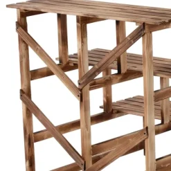 Hot Outsunny Blomstertrappe i Fyrretræ - 3 Trin - Natur - 80 x 80 x 78 cm Plantestativer