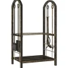 Outlet Outsunny Brndestativ 43x30x74cm Espressobrun Metal med 4 pejsevrktj Tilbehør Til Brændeovne & Pejse