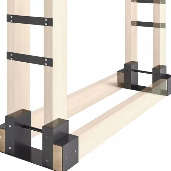 Tilbehør Til Brændeovne & Pejse^Outsunny 2-delt Brændestativ i Metal - Sort, 33,5x10x15,5cm - Robust og Vejrbestandig