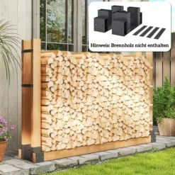 Tilbehør Til Brændeovne & Pejse^Outsunny 2-delt Brændestativ i Metal - Sort, 33,5x10x15,5cm - Robust og Vejrbestandig
