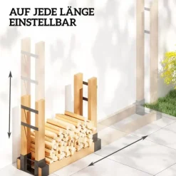 Tilbehør Til Brændeovne & Pejse^Outsunny 2-delt Brændestativ i Metal - Sort, 33,5x10x15,5cm - Robust og Vejrbestandig