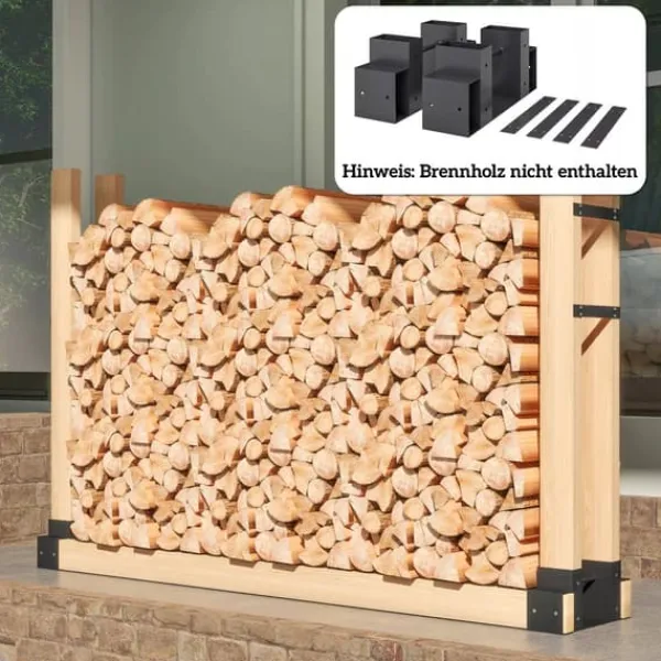 Tilbehør Til Brændeovne & Pejse^Outsunny 2-delt Brændestativ i Metal - Sort, 33,5x10x15,5cm - Robust og Vejrbestandig