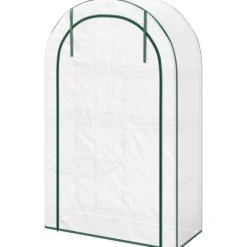 Online Outsunny drivhus hvid stål plast 100x45x160 cm 4 niveauer lynlåsdør Drivhus