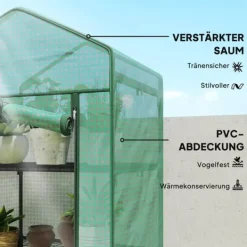 Drivhus^Outsunny Drivhus med 5 Hylder, Gr'n Plast/St'l, 69x49x193 cm