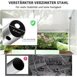 Drivhus^Outsunny Drivhus Tunnel 3x2x2m Hvid PP/Galvaniseret Stål med 4 Vinduer og Dør, UV-resistent Folie, Luftig Ventilation, Ideel til Haver