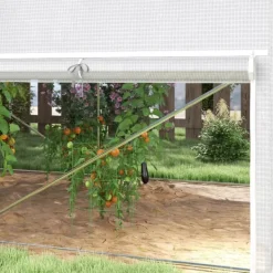 Drivhus^Outsunny Drivhus Tunnel 3x2x2m Hvid PP/Galvaniseret Stål med 4 Vinduer og Dør, UV-resistent Folie, Luftig Ventilation, Ideel til Haver