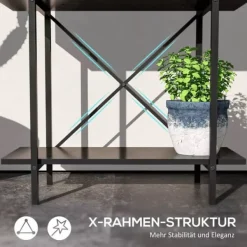 Plantestativer^Outsunny 2-etagers plantestativ i sort metal, 70 cm høj, til indendørs og udendørs brug, blomsterhylde til stue, have, altan