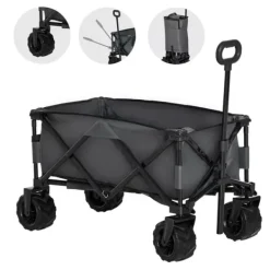 Discount Outsunny Foldbar Håndvogn 360°, Havevogn med teleskophåndtag, op til 20 kg, justerbar håndtagshøjde Haveværktøj