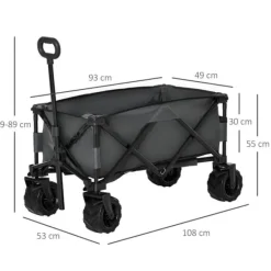 Discount Outsunny Foldbar Håndvogn 360°, Havevogn med teleskophåndtag, op til 20 kg, justerbar håndtagshøjde Haveværktøj