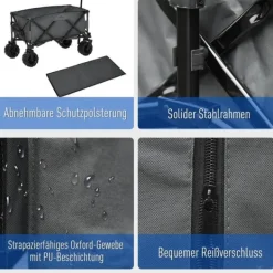 Discount Outsunny Foldbar Håndvogn 360°, Havevogn med teleskophåndtag, op til 20 kg, justerbar håndtagshøjde Haveværktøj