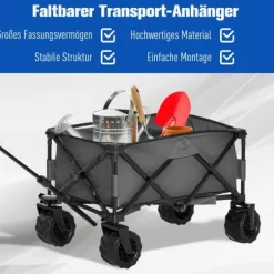 Discount Outsunny Foldbar Håndvogn 360°, Havevogn med teleskophåndtag, op til 20 kg, justerbar håndtagshøjde Haveværktøj