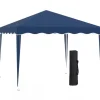 Discount Outsunny Foldbar Pavillon 3x3m, Blå, Stål/Oxford, UV-beskyttelse, Justerbar Højde, Transporttaske Telte & Lysthuse