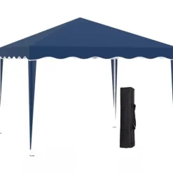 Discount Outsunny Foldbar Pavillon 3x3m, Blå, Stål/Oxford, UV-beskyttelse, Justerbar Højde, Transporttaske Telte & Lysthuse