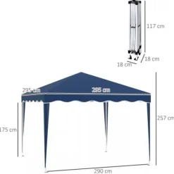 Discount Outsunny Foldbar Pavillon 3x3m, Blå, Stål/Oxford, UV-beskyttelse, Justerbar Højde, Transporttaske Telte & Lysthuse