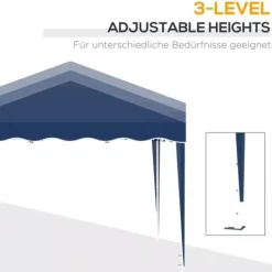 Discount Outsunny Foldbar Pavillon 3x3m, Blå, Stål/Oxford, UV-beskyttelse, Justerbar Højde, Transporttaske Telte & Lysthuse