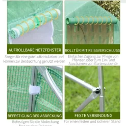 Drivhus^Outsunny Folievæksthus Drivhus Plantehus med Sadeltag 450 x 300B x 205H cm