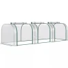 Discount Outsunny Folievæksthus, Gennemsigtig PVC, Stålramme, Tunnel Drivhus med Døør, 295 x 100 x 80 cm Drivhus