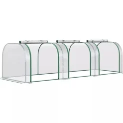 Discount Outsunny Folievæksthus, Gennemsigtig PVC, Stålramme, Tunnel Drivhus med Døør, 295 x 100 x 80 cm Drivhus