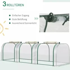 Discount Outsunny Folievæksthus, Gennemsigtig PVC, Stålramme, Tunnel Drivhus med Døør, 295 x 100 x 80 cm Drivhus
