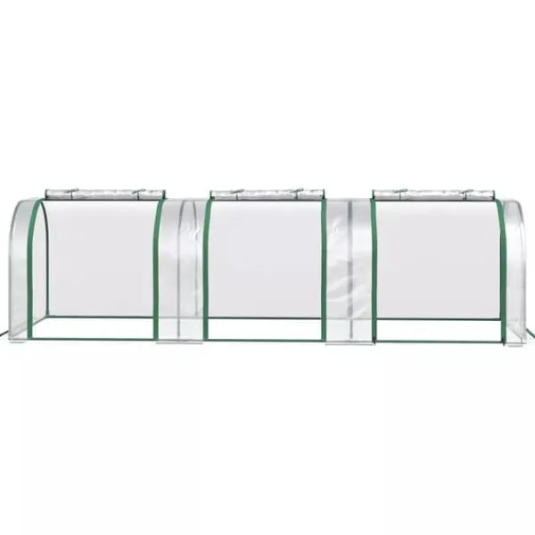 Discount Outsunny Folievæksthus, Gennemsigtig PVC, Stålramme, Tunnel Drivhus med Døør, 295 x 100 x 80 cm Drivhus