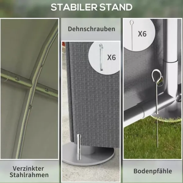 Skure, Garager & Carports^Outsunny Garage Telt, Mørkegrå, 1,2 x 1,79 x 1,65m Opbevaring Telt med UV-beskyttelse, Vandtæt Foliegarage til Motorcykel, Haveredskaber, Galvaniseret | CDON