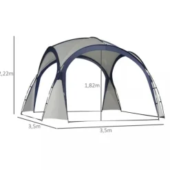 Telte & Lysthuse^Outsunny Have / Camping Telt - Vandtæt Polyester, Glasfiberramme - Cremhvid/Blå 3,5x3,5x2,3m